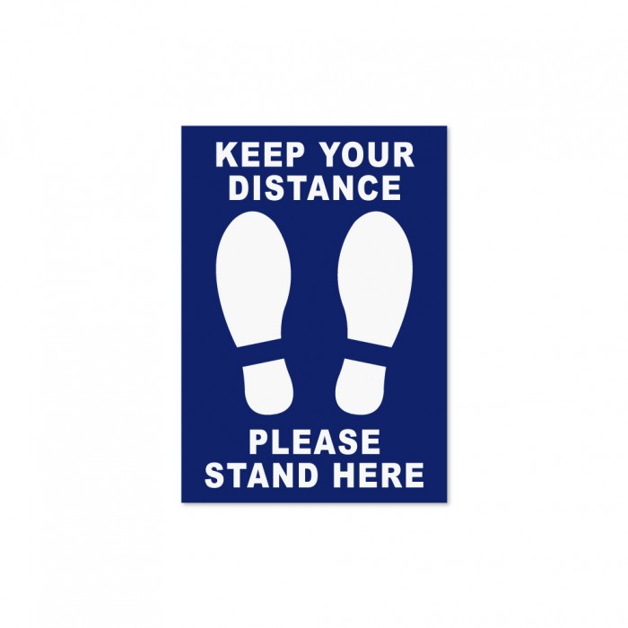 Covid-19 Floor Sticker Keep Your Distance A5 Dark Blue 3pcs